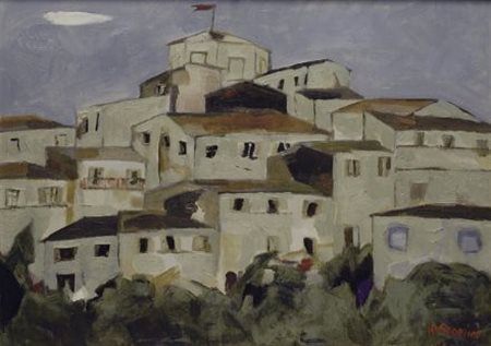 Renzo Grazzini (Firenze, 1912 - 1989) PAESE Olio su compensato, cm. 50x70...