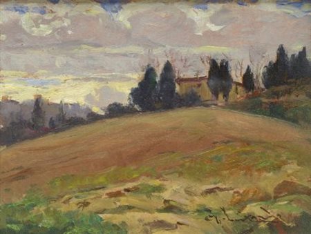 Giorgio Luxardo (Zara, 1930) PAESAGGIO TOSCANO, 1965 Olio su tavola, cm....