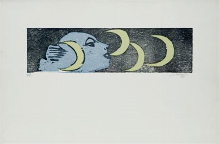 Mino Maccari (Siena, 1898 - Roma, 1989) FIGURA E LUNE, 1971 Litografia, cm....