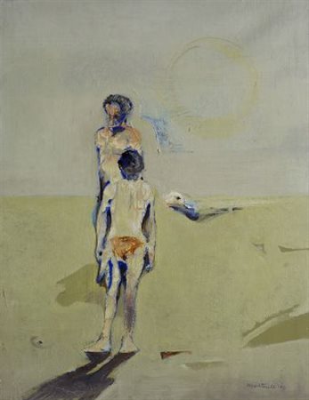 Giuseppe Martinelli (Viareggio, 1930) DUE FIGURE, 1973 Olio su tela, cm....