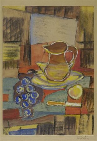 Ferdinando Chevrier (Livorno, 1920) NATURA MORTA Tempera su carta, cm. 37x25...