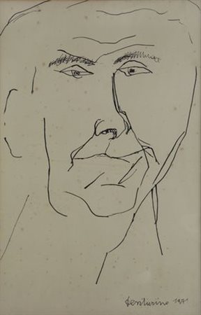 Venturino Venturi (Loro Ciuffenna, 1918 - 2002) VOLTO MASCHILE, 1971 China su...