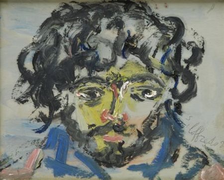 Silvio Loffredo (Parigi, 1920) RITRATTO, 1984 Olio su cartone, cm. 23,3x28,5...