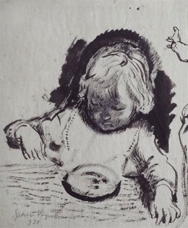 Gianni Vagnetti (Firenze, 1898 - 1956) BAMBINO, 1935 China su carta, cm....