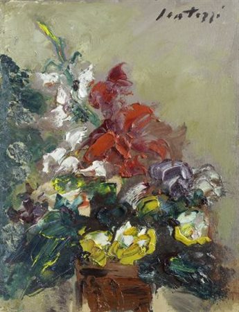 Sergio Scatizzi (Gragnano, 1918 - Firenze, 2009) I GLADIOLI ROSSI Olio su...