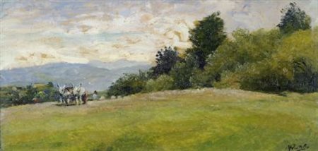 Rutilio Muti (Vicchio di Mugello, 1904 - 1995) IL PRATO, 1971 Olio su...