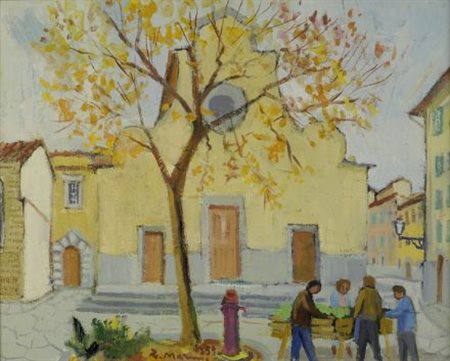 Rodolfo Marma (Firenze, 1923 - 1998) S. SPIRITO, 1983 Olio su tela, cm. 40x50...