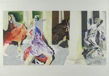 Ennio Calabria (Tripoli, 1937) LA DANZA, 1978 Litografia, mm. 700x1000; es....