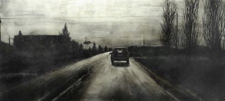 Davide Frisoni (Rimini, 1965) LUNGO LA STRADA Tecnica mista su carta...