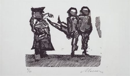 Mino Maccari (Siena, 1898 - Roma, 1989) MARCIA Xilografia, mm. 370x220; es....