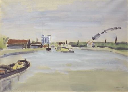 Orfeo Tamburi (Jesi, 1910 - Parigi, 1994) REIMS - LE PORTE, 1949 Acquarello...