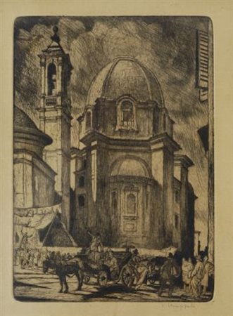 Francesco Chiappelli (Pistoia, 1890 - 1947) CAPPELLE MEDICEE Acquaforte, cm....