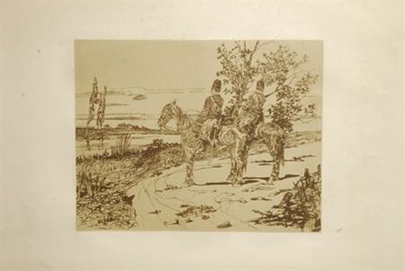 Giovanni Fattori (Livorno, 1825 - Firenze, 1908) CAVALLEGGERI IN...