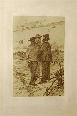 Giovanni Fattori (Livorno, 1825 - Firenze, 1908) TRE CONTADINI IN...