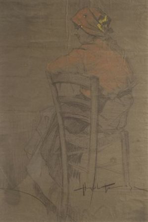 Angiolo Tommasi (Livorno, 1858 - Torre del Lago, 1923) DONNA SEDUTA...