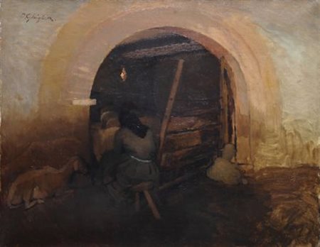 Oscar Ghiglia (Livorno, 1876 - Firenze, 1945) NELL’OVILE, (1915-18) Olio su...