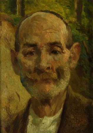 Pompeo Massani (Firenze, 1850 - 1920) TESTA DI VECCHIO Olio su cartone, cm....