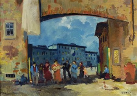 Renato Natali (Livorno, 1883 - 1979) SERENATA Olio su tela, cm. 70x100...