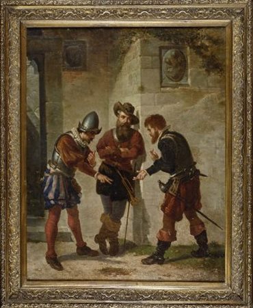 Anonimo del XIX sec. IL GIOCO DELLA MORRA Olio su tela, cm. 62,5x48,5