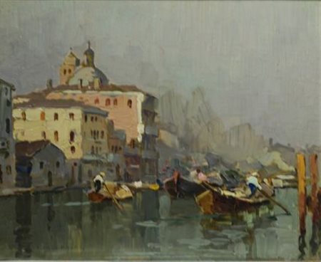 Nicolas De Corsi (Odessa, 1882 - Napoli, 1956) VENEZIA, CANAL GRANDE Olio su...