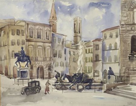 Silvio Pucci (Pistoia, 1892 - Firenze, 1961) FIRENZE Acquarello, cm. 37x47...