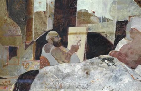 Antonio Possenti (Lucca, 1933) NELLO STUDIO Olio su faesite, cm. 19x29,5...