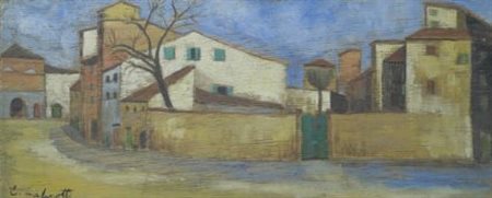 Emilio Malenotti (Firenze, 1913 - 1999) CASE, 1966 Olio su tavola, cm. 13x32...