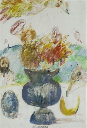 Antonio Possenti (Lucca, 1933) VASO E FIGURA Tecnica mista su cartone, cm....