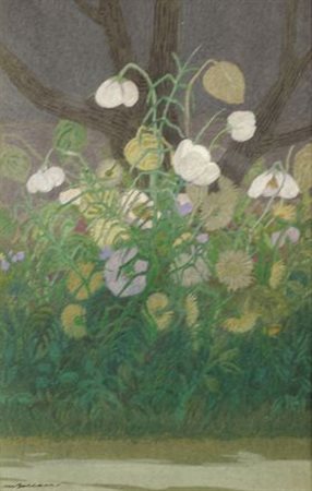 Marcello Boccacci (Firenze, 1914 - 1996) FIORI Encausto su cartone, cm. 30x20...