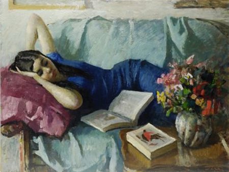 Giulio Salti (Barberino di Mugello, 1899 - Firenze, 1987) SIESTA Olio su...