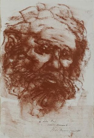 Pietro Annigoni (Milano, 1910 - Firenze, 1988) VOLTO sanguigna su carta, cm....