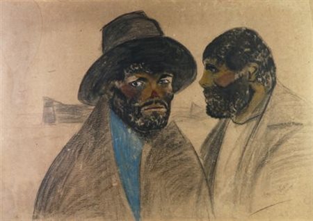 Lorenzo Viani (Viareggio, 1882 - Ostia, 1936) LUPI DI MARE Carboncino e...