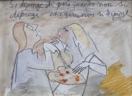 Mino Maccari (Siena, 1898 - Roma, 1989) SI DIPINGE DI PIÙ QUANDO NON SI...