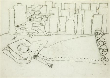 Mino Maccari (Siena, 1898 - Roma, 1989) IL NASCONDIGLIO Carboncino su carta,...