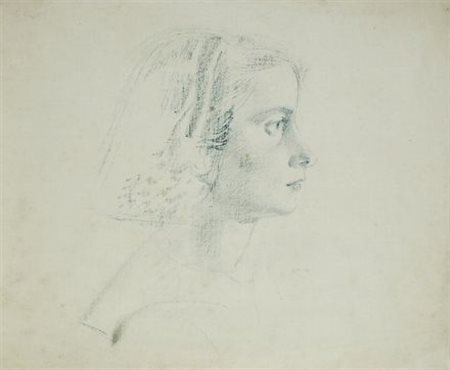 Gianni Vagnetti (Firenze, 1898 - 1956) PROFILO DI RAGAZZA Matita su carta,...