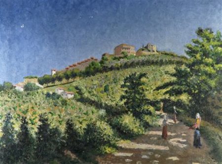 Giovanni Colacicchi (Anagni, 1900 - Firenze, 1993) PAESAGGIO Olio su tela,...