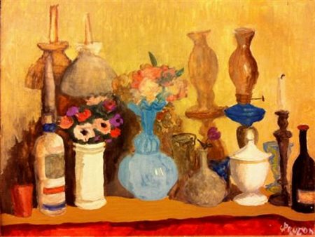 Guido Peyron (Firenze, 1898 - 1960) LA MARCHESA RICEVE, 1954 Olio su tela...