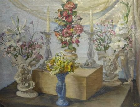 Ezio Giovannozzi (Firenze, 1882 - 1964) FIORI Olio su tela, cm. 61x81 Firma...