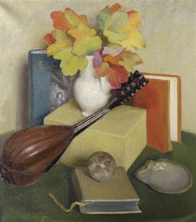 Ezio Giovannozzi (Firenze, 1882 - 1964) NATURA MORTA CON MANDOLINO Olio su...