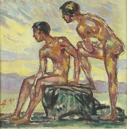 Enrico Ludolf Verworner (Lipsia, 1864 - Dresda, 1927) NUDI Olio su tela, cm....