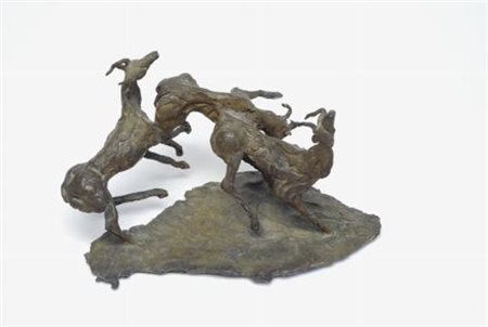 Piero Cerato (Torino, 1946) CERVI Bronzo, cm. h. 16 Firma alla base.