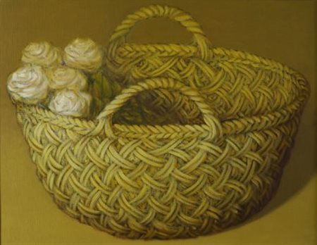 Fabio Aguzzi (Milano, 1953) BORSA CON ROSE Olio su tela, cm. 50x65 Firma e...