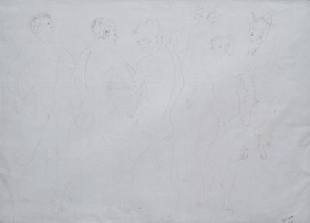 Aligi Sassu (Milano, 1912 - 2000) DIOSCURI E CAVALLO, 1932 Inchiostro su...