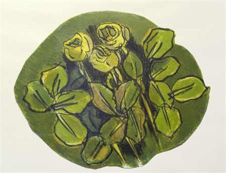 Ennio Morlotti (Lecco, 1910 - Milano, 1992) ROSE Tecnica mista su cartoncino,...