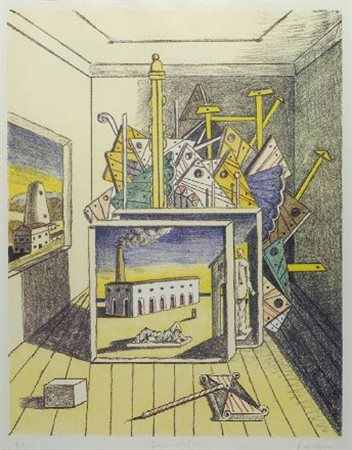 Giorgio de Chirico (Volos, 1888 - Roma, 1978) INTERNO METAFISICO Litografia,...