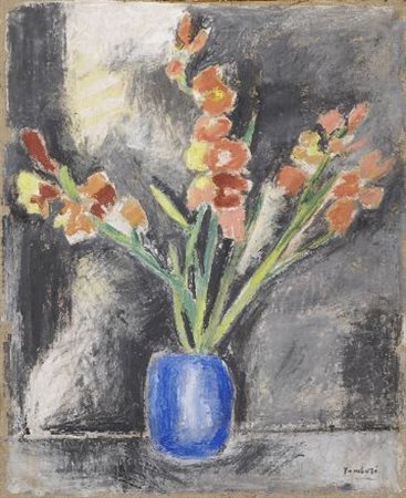 Orfeo Tamburi (Jesi, 1910 - Parigi, 1994) FIORI NEL VASO Olio su tela, cm....