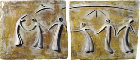 Virgilio Guidi (Roma, 1891 - Venezia, 1984) GIROTONDO- DITTICO Terracotta...