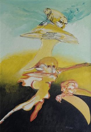 Remo Brindisi (Roma, 1918 - Lido di Spina, 1996) SENZA TITOLO Olio su tela,...