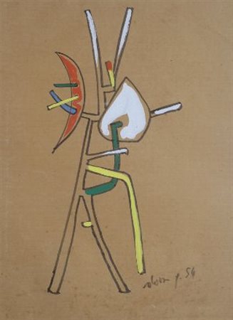 Gianni Dova (Roma, 1925 - Pisa, 1991) SENZA TITOLO, 1954 Tecnica mista su...