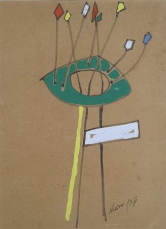 Gianni Dova (Roma, 1925 - Pisa, 1991) SENZA TITOLO, 1954 Tecnica mista su...